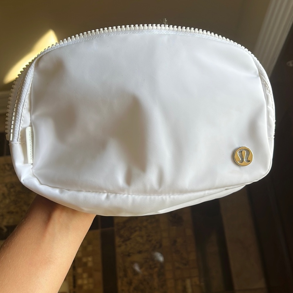White Lululemon belt bag